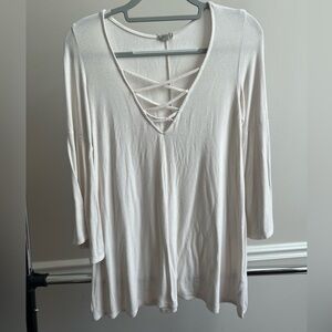 urban outfitters ecote criss cross bell sleeve babydoll top